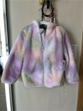 Old Navy Unicorn Critter Girls' Pastel Faux Fur Hooded Jacket - iridescent horn